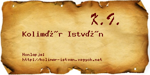 Kolimár István névjegykártya